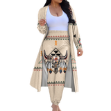 Powwow StoreGBNAT00082 Tribe Design Native American Cardigan Coat Long Pant Set