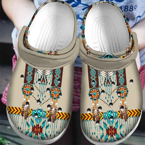 GB-NAT00069 Pattern Native American  Crocs Clogs Shoes
