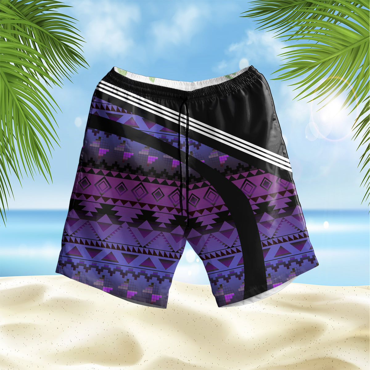 Powwow StoreGBHS000107 Pattern Native Hawaiian Shorts