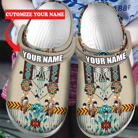 GB-NAT00069  Pattern Native American Custom Name Crocs Clogs Shoes