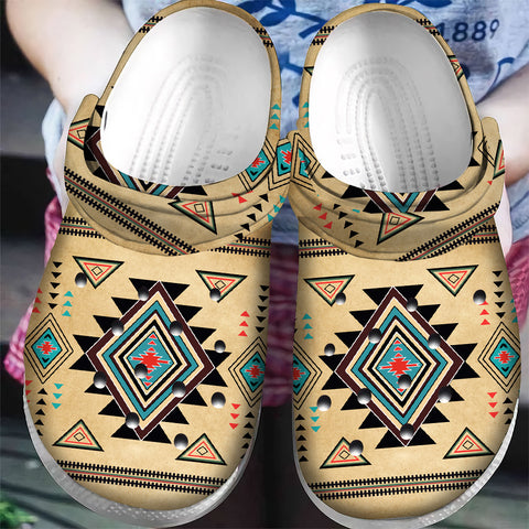 GB-NAT00076 Pattern Native American  Crocs Clogs Shoes