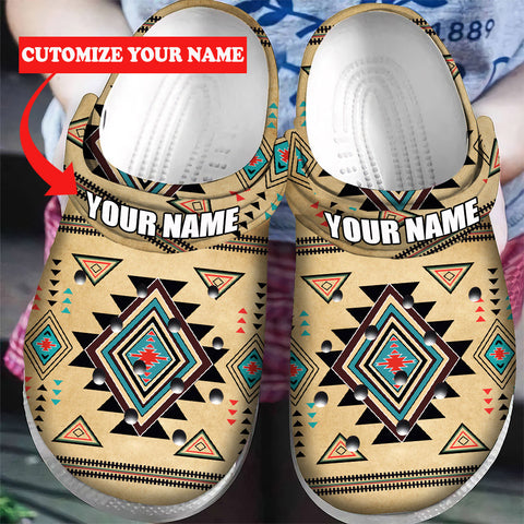 GB-NAT00076 Pattern Native American Custom Name Crocs Clogs Shoes