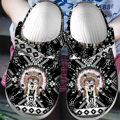 GB-NAT00649 Pattern Native American  Crocs Clogs Shoes