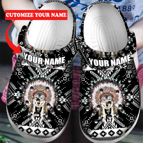 GB-NAT00649 Pattern Native American Custom Name Crocs Clogs Shoes