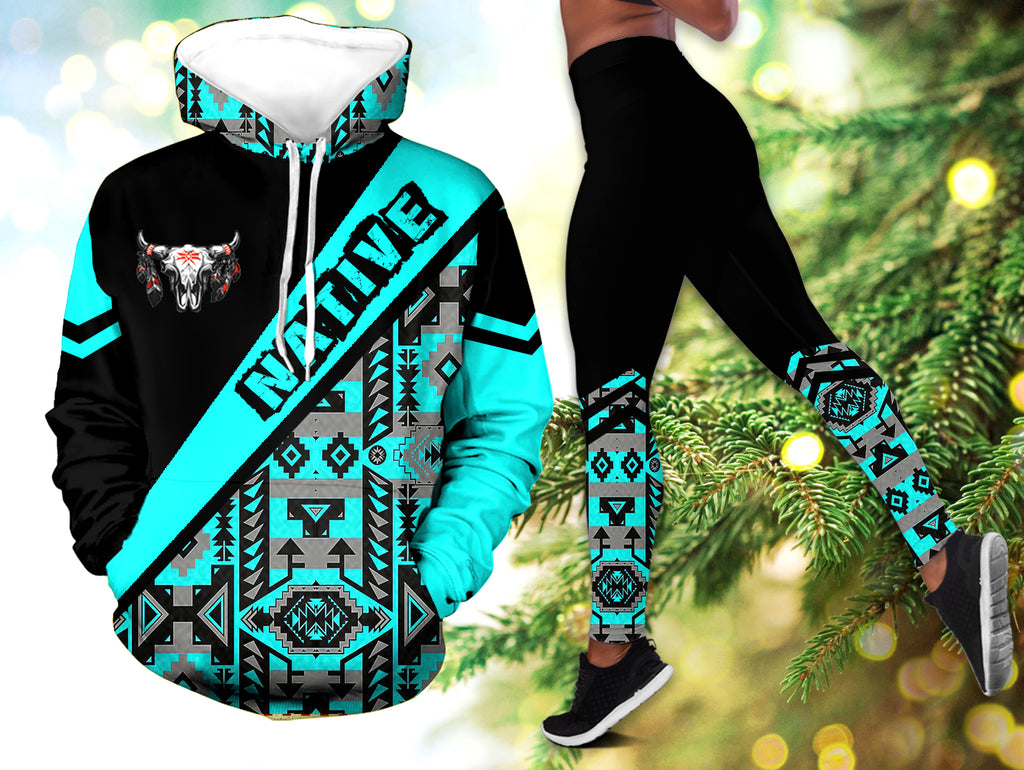 Powwow StoreHLS001005 Pattern  Native 3D Hoodie Legging Set