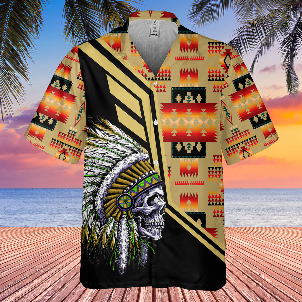 Powwow StoreGBHW000252 Tribe Design Native American Hawaiian Shirt 3D