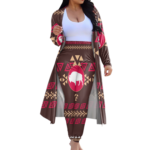 GB-NAT00161-01  Tribe Design Native American Cardigan Coat Long Pant Set