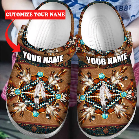 GB-NAT00640 Pattern Native American Custom Name Crocs Clogs Shoes