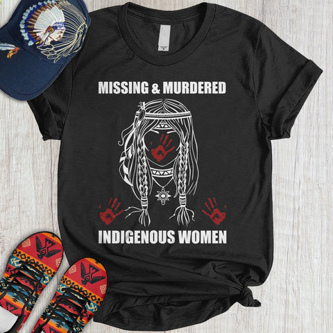 TS00197 I Wear Red For My Sisters Native American Stop MMIW Red Hand No More Stolen Sisters 3D T-Shirt