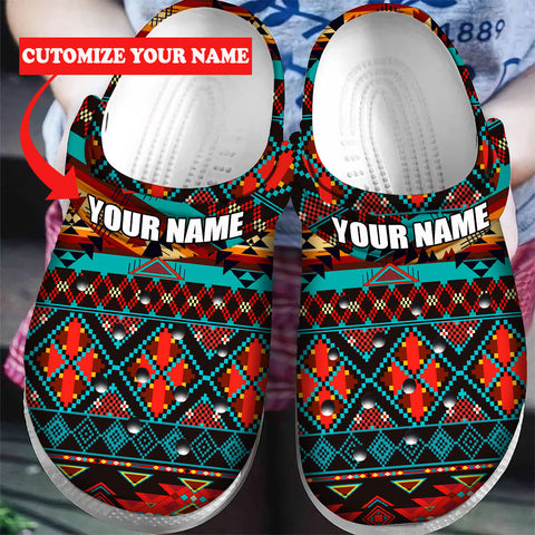 GB-NAT00112 Pattern Native American Custom Name Crocs Clogs Shoes
