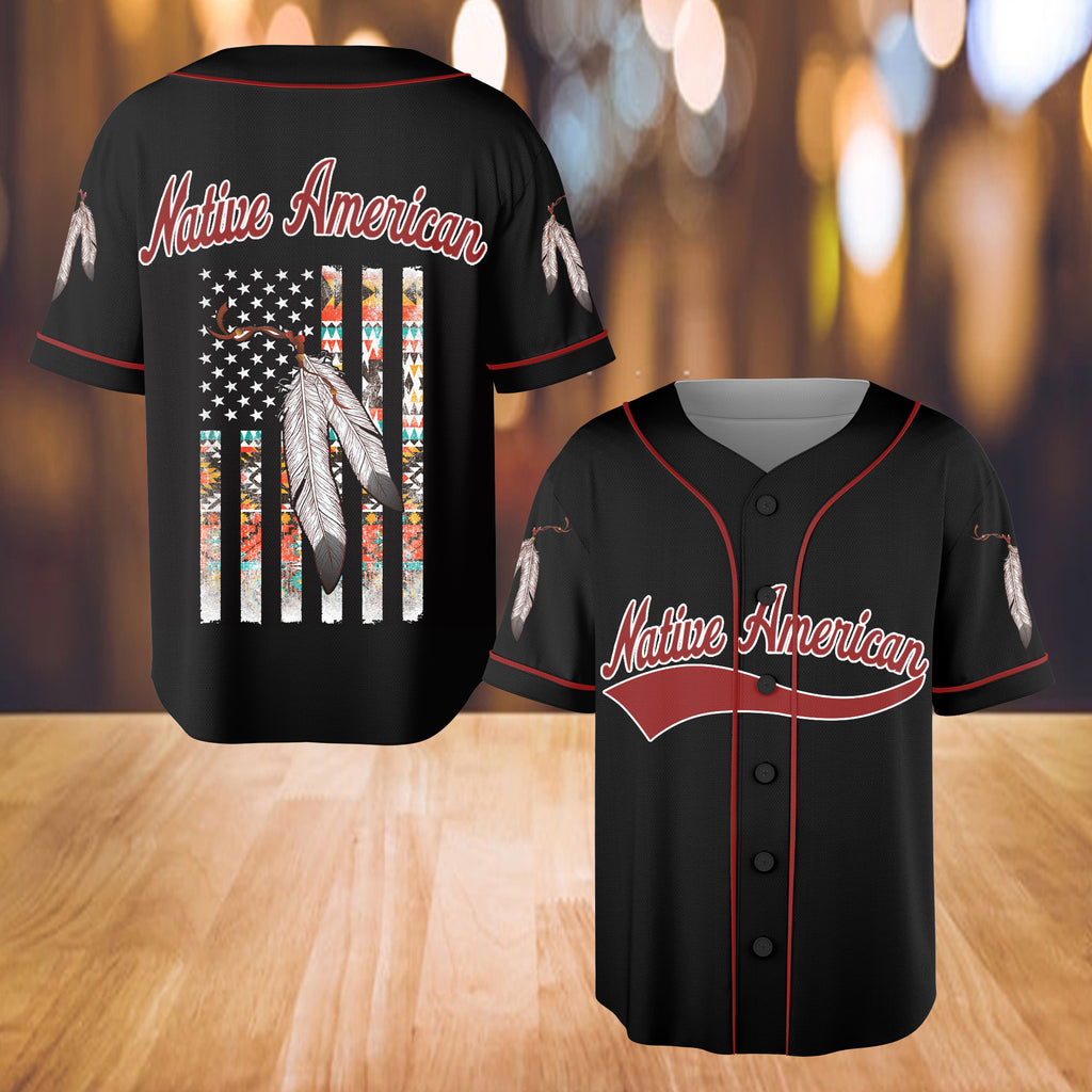 Powwow StoreBJ00073 Pattern Native Baseball Jersey