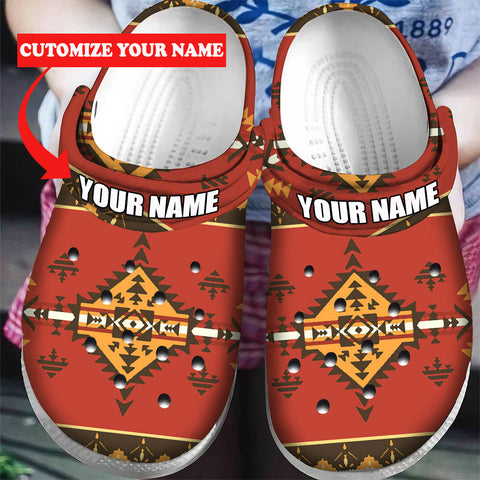 GB-NAT00331 Pattern Native American Custom Name Crocs Clogs Shoes
