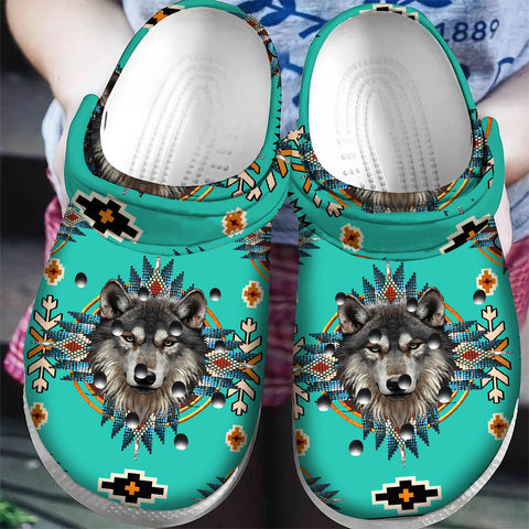 GB-NAT00635 Pattern Native American  Crocs Clogs Shoes