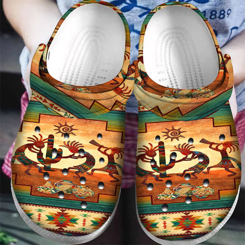 GB-NAT00054 Pattern Native American  Crocs Clogs Shoes