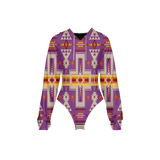 Powwow Storegb nat00062 07 tribes pattern womens raglan sleeve hooded bodysuit