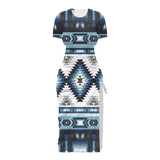 Powwow StoreGBNAT00528 Pattern Native Women's Slit Sheath Dress