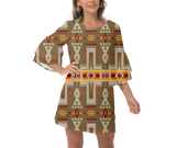 Powwow StoreGBNAT0006210 Native  Design Print Women's VNeck Dresss