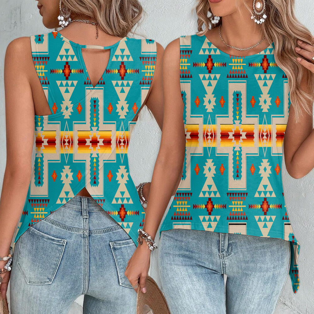 Powwow StoreGBNAT0006205 Pattern Native Cross Back Top