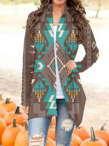 GB-NAT00538-01 Tribe Design Native Women's Cardigan With Long Sleeve