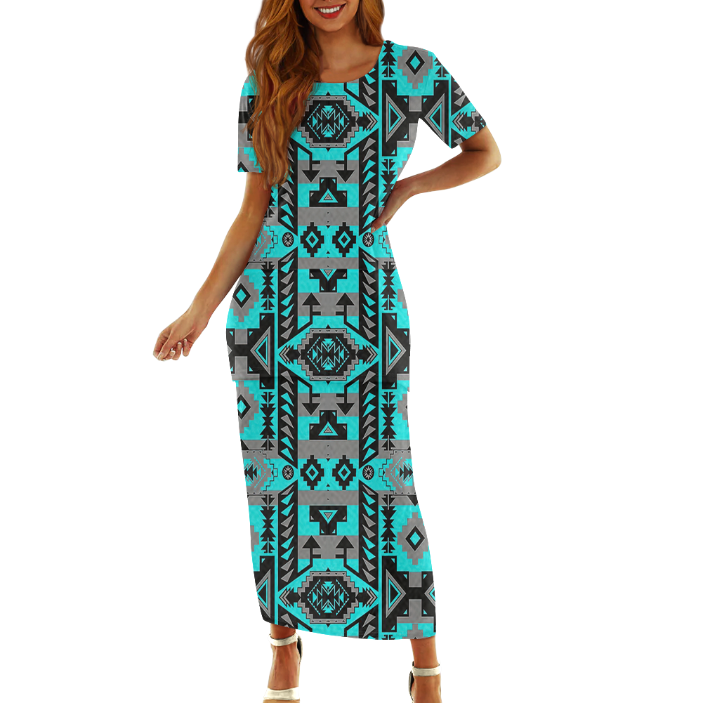 Powwow StoreGBNAT00626  Pattern Native Guinea Style Maxi Dress Set