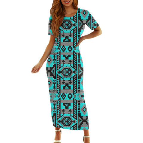 Powwow StoreGBNAT00626  Pattern Native Guinea Style Maxi Dress Set