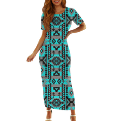 Powwow StoreGBNAT00626  Pattern Native Guinea Style Maxi Dress Set