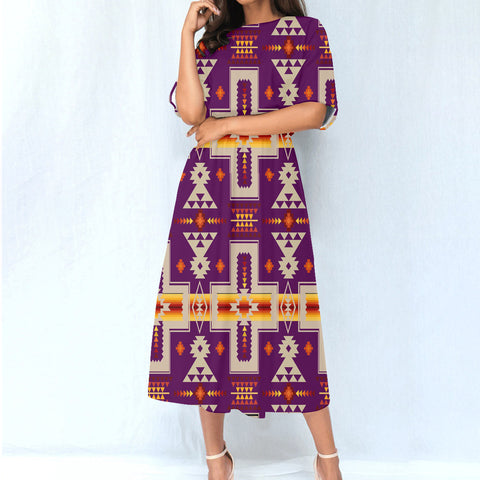 GB-NAT00062-09 Pattern Native Women's Elastic Waist Dress