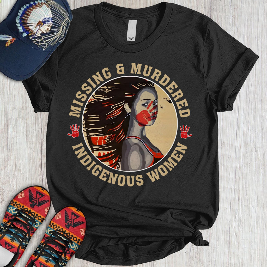 TS00203 I Wear Red For My Sisters Native American Stop MMIW Red Hand No More Stolen Sisters 3D T-Shirt