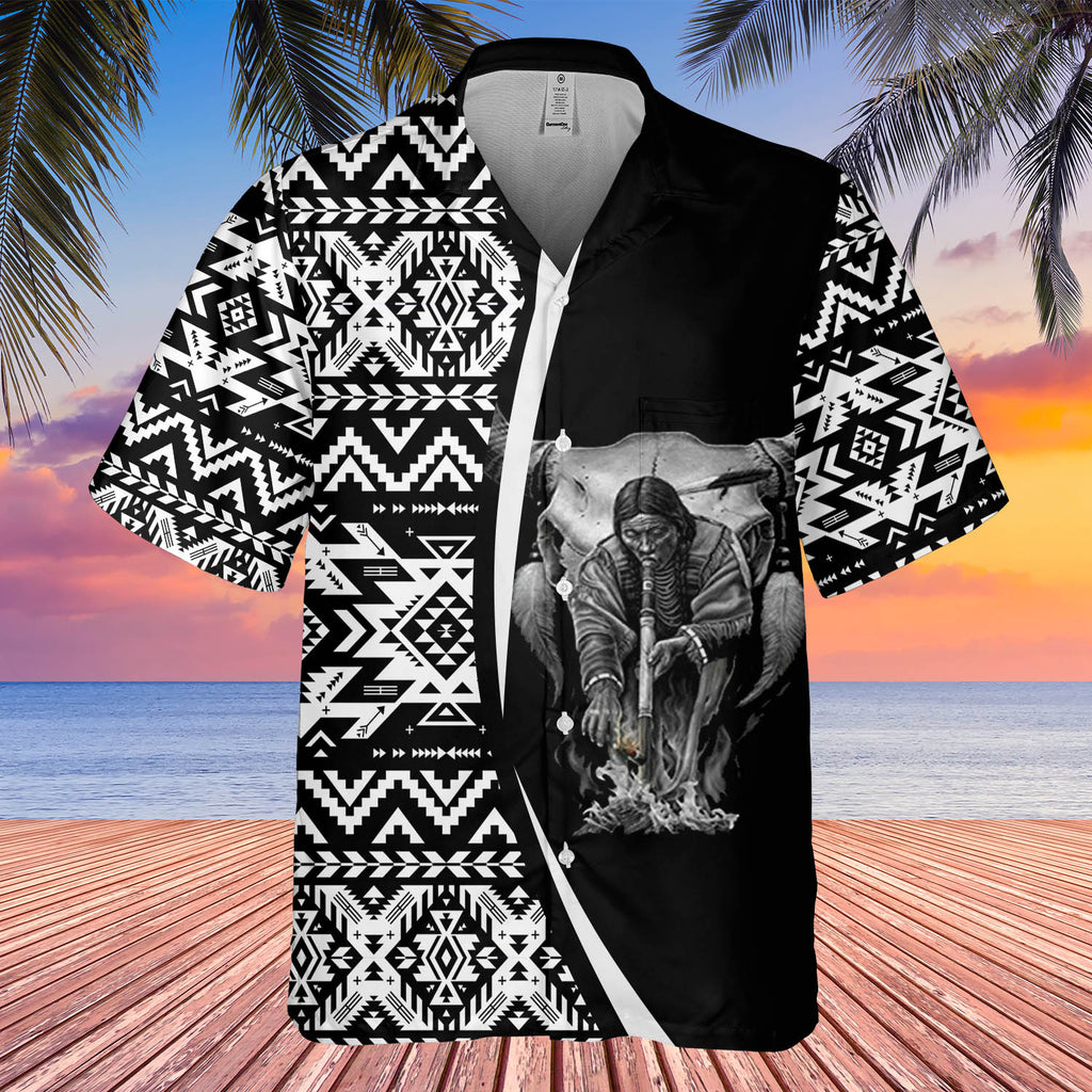 Powwow StoreGBHW000291 Tribe Design Native American Hawaiian Shirt 3D