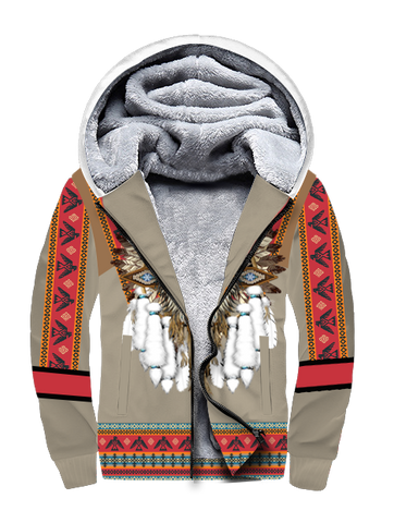 SFH00093 Wolf Native American 3D Fleece Hoodie