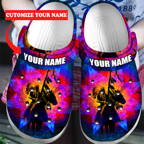 GB-NAT00097 Pattern Native American Custom Name Crocs Clogs Shoes