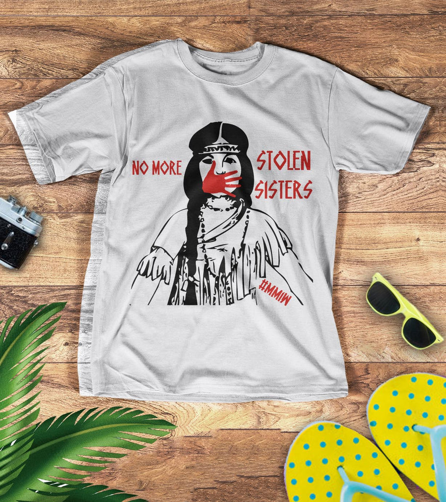 Powwow StoreTS00205 I Wear Red For My Sisters Native American Stop MMIW Red Hand No More Stolen Sisters 3D TShirt