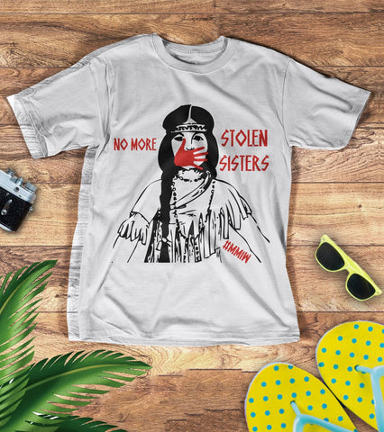 TS00205 I Wear Red For My Sisters Native American Stop MMIW Red Hand No More Stolen Sisters 3D T-Shirt