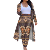 CLP00020 Tribe Design Native American Cardigan Coat Long Pant Set