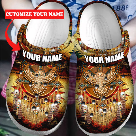 GB-NAT00128 Pattern Native American Custom Name Crocs Clogs Shoes