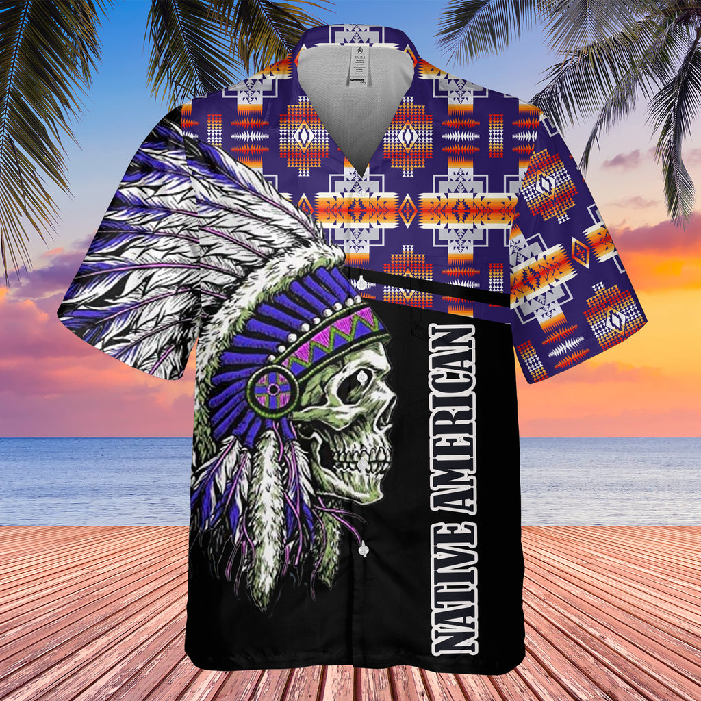 Powwow StoreGBHW000286 Tribe Design Native American Hawaiian Shirt 3D