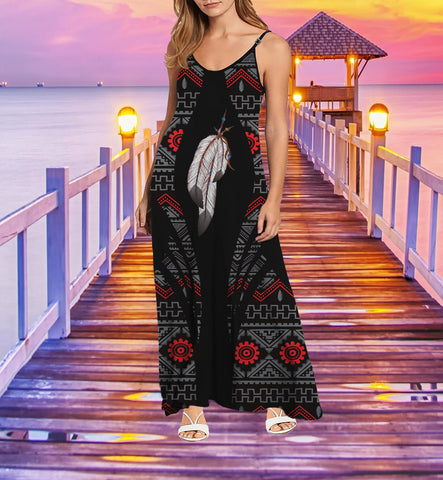 MXD00077 Tribe Design Native American Maxi Dress