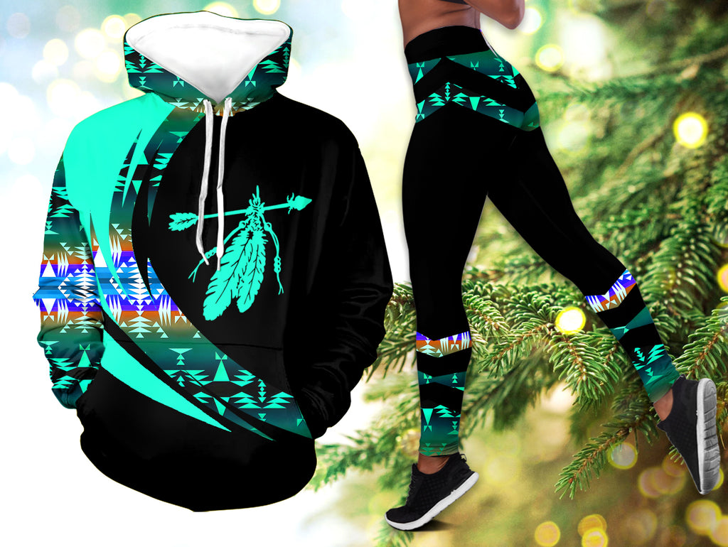 Powwow StoreHLS001114 Pattern  Native 3D Hoodie Legging Set