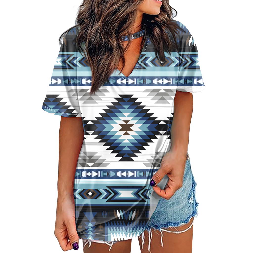 GB-NAT00528 Pattern Native American Hollow Chest Keyhole V-Neck ...