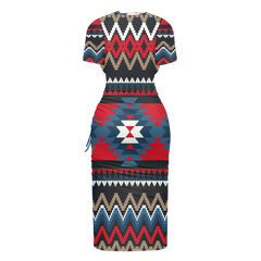 GB-NAT00529 Pattern Native Women's Slit Sheath Dress