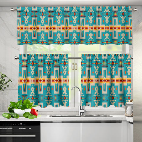 GB-NAT00062-05 Pattern Native American  Curtain Valance and Kitchen Tiers Set