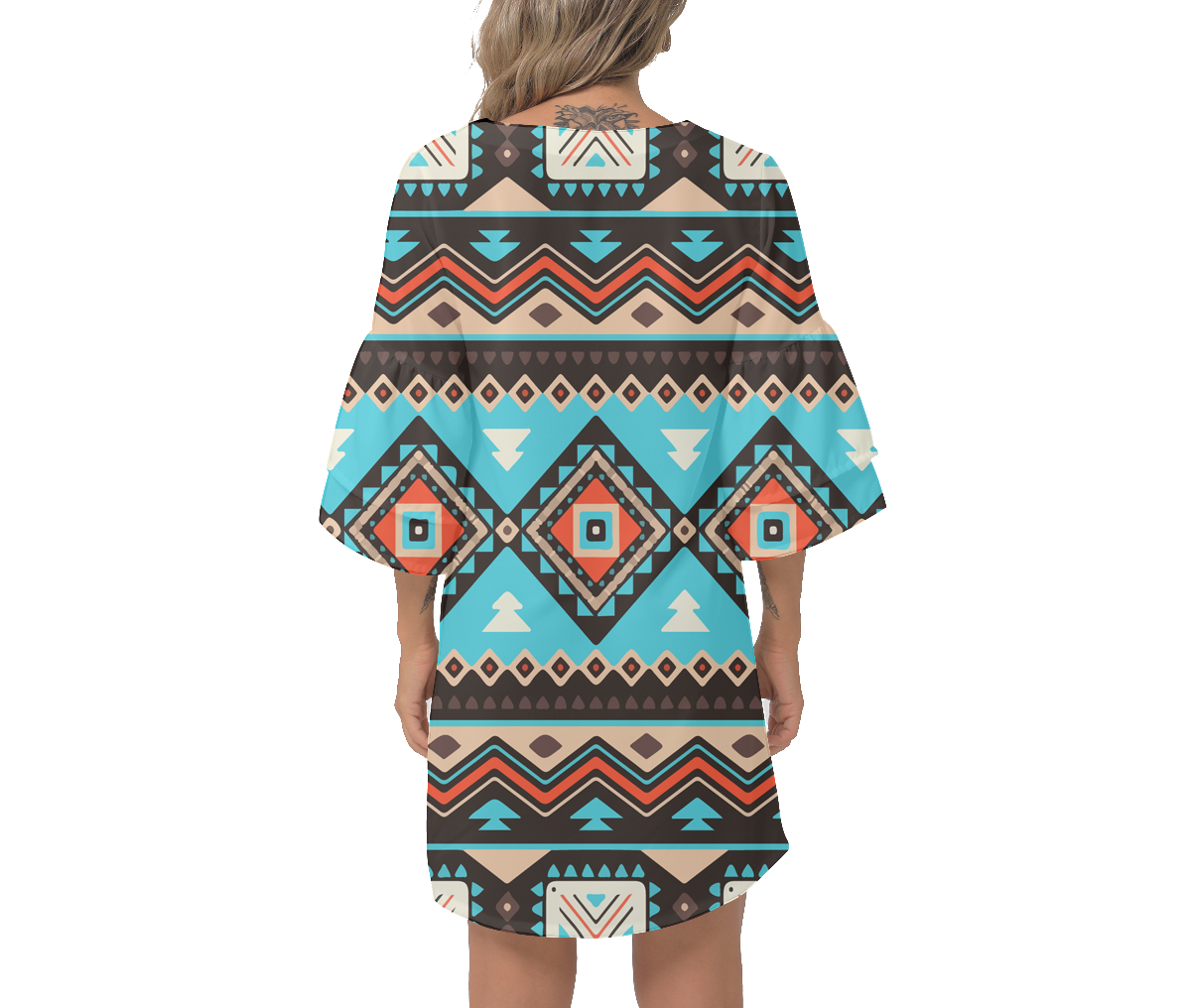 Powwow Storegb nat00319 native design print womens v neck dresss