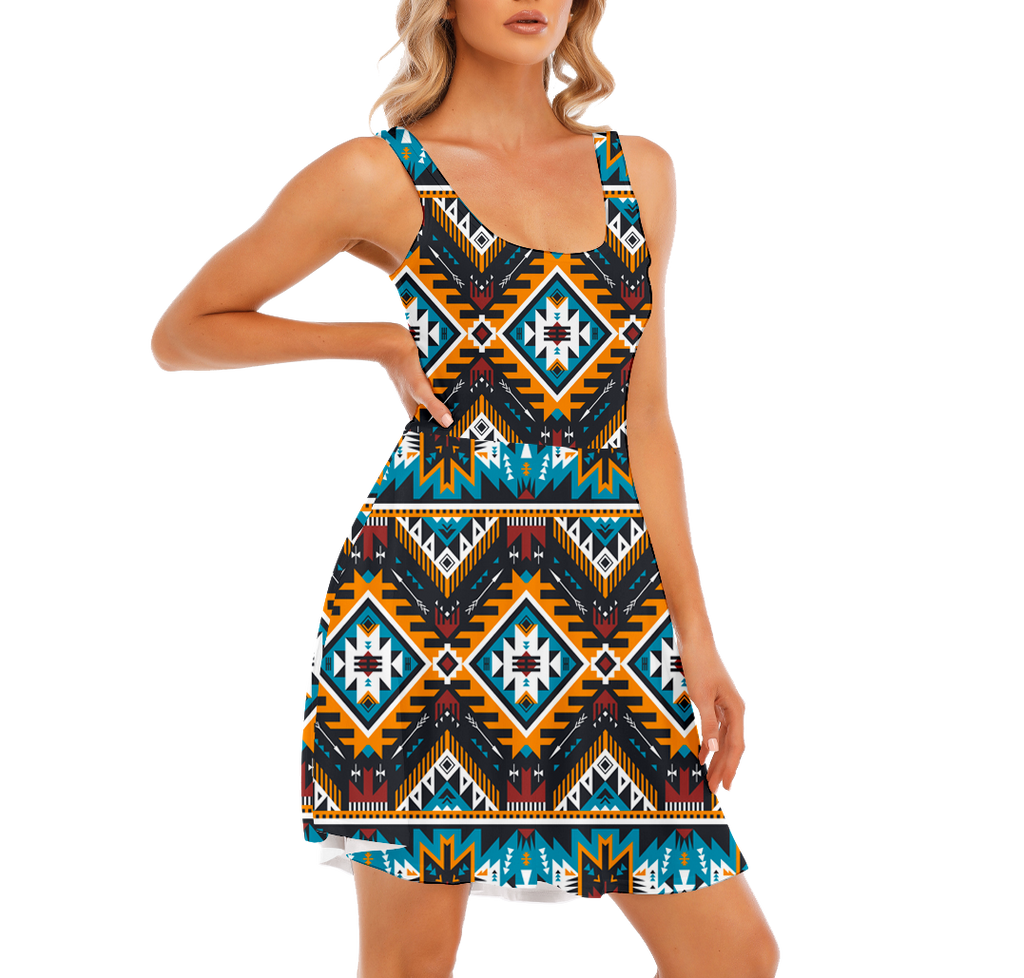 Powwow StoreGBNAT00406 Pattern Native Women's Tank Vest Dress