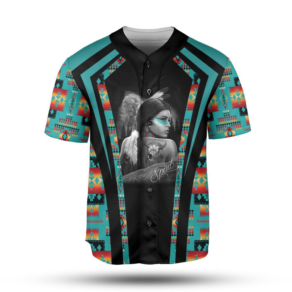 Powwow StoreBJ00015 Pattern Native Baseball Jersey