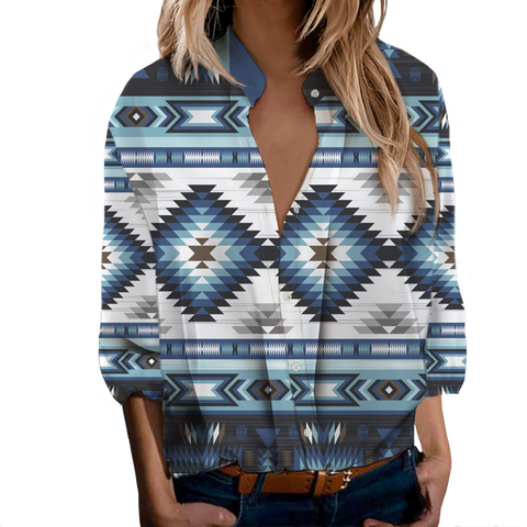 Powwow StoreGBNAT00528 Tribe Design Native Women's LongSleeved Shirts