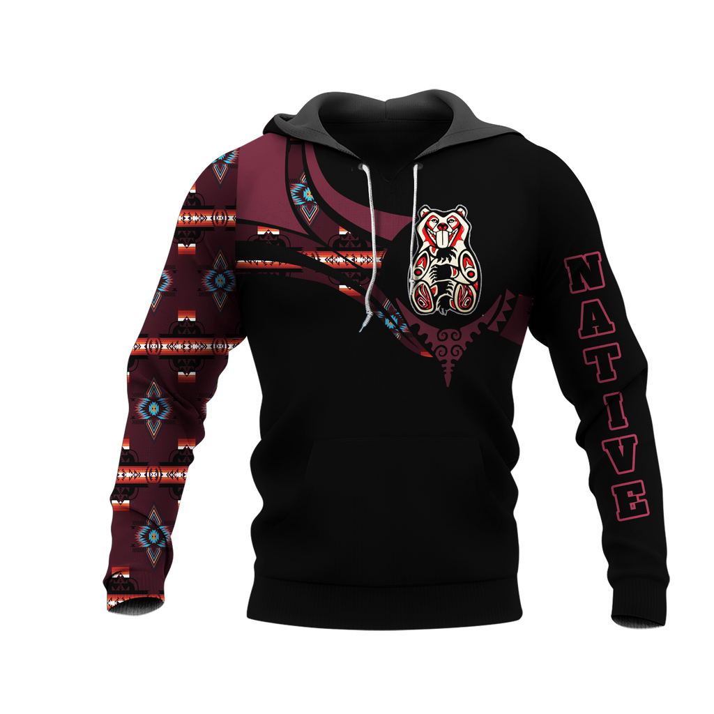 Powwow StoreHD0012500 Pattern Native Pride 3D Hoodie