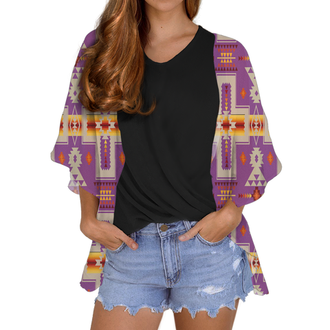 GB-NAT00062-07 Tribe Design Native Women's Cardigan Chiffon Shirt
