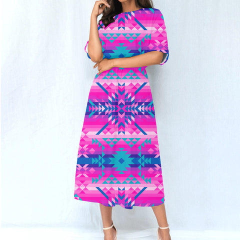 GB-NAT00630 Pattern Native Women's Elastic Waist Dress