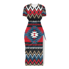 GB-NAT00529 Pattern Native Women's Slit Sheath Dress