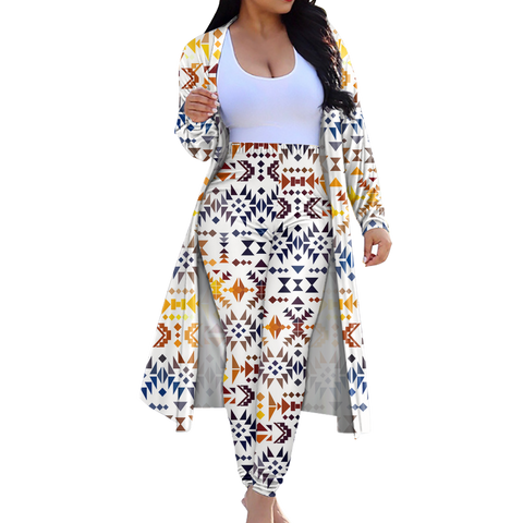 CLP00026 Tribe Design Native American Cardigan Coat Long Pant Set